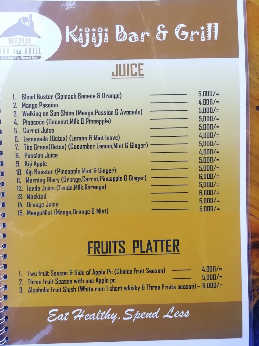 Menu Kijiji Bar & Grill-1